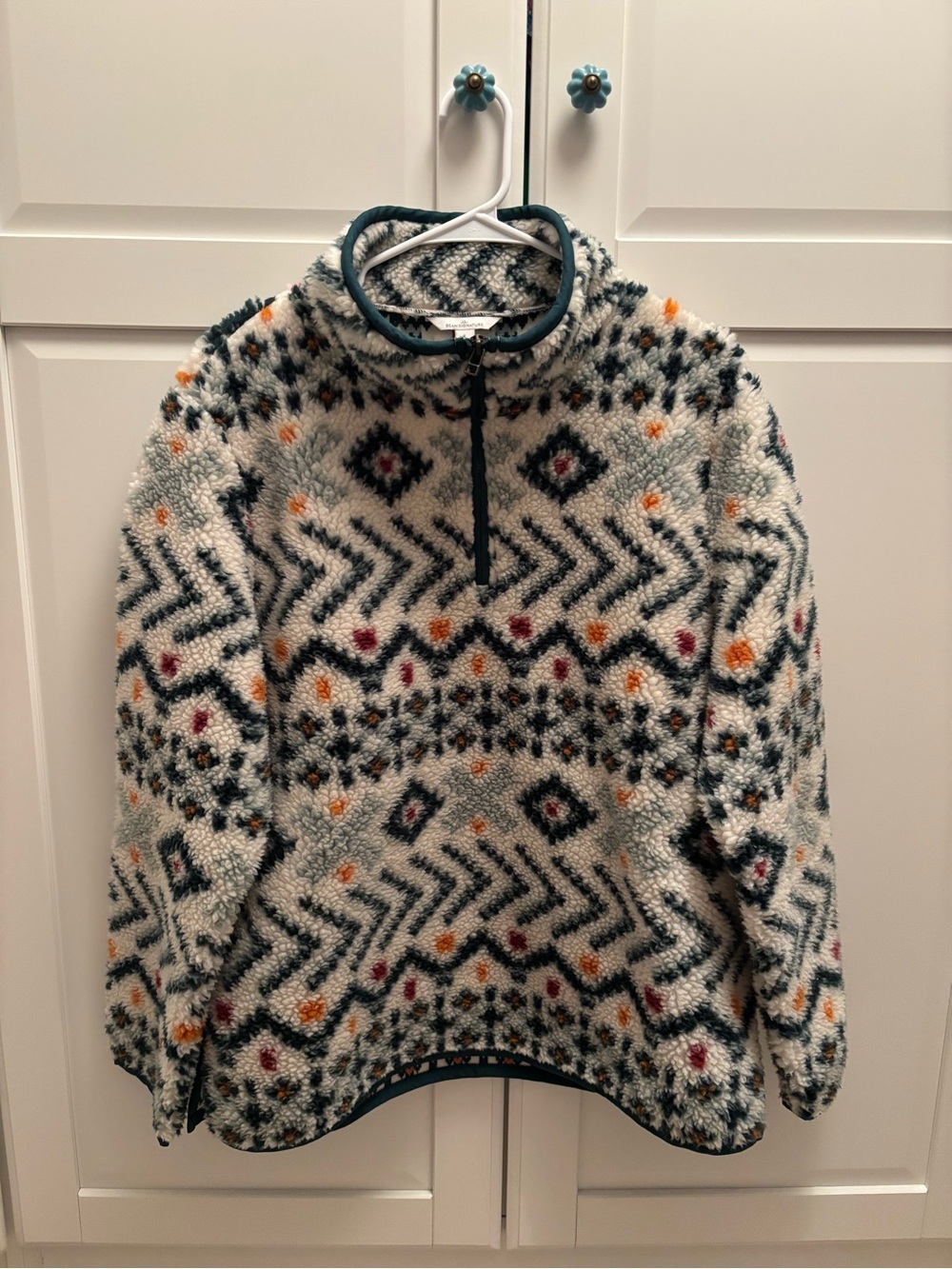LL Bean fleece Sherpa quarter zip pullover